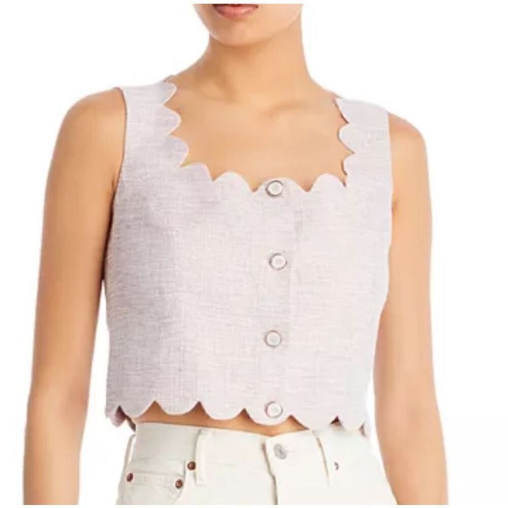 AQUA‎ Tweed Scalloped Crop Top Size Small Lilac Side Zip Closure NWT
